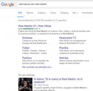 excluir web en busqueda de google
