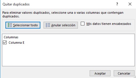 eliminar datos duplicados en Excel