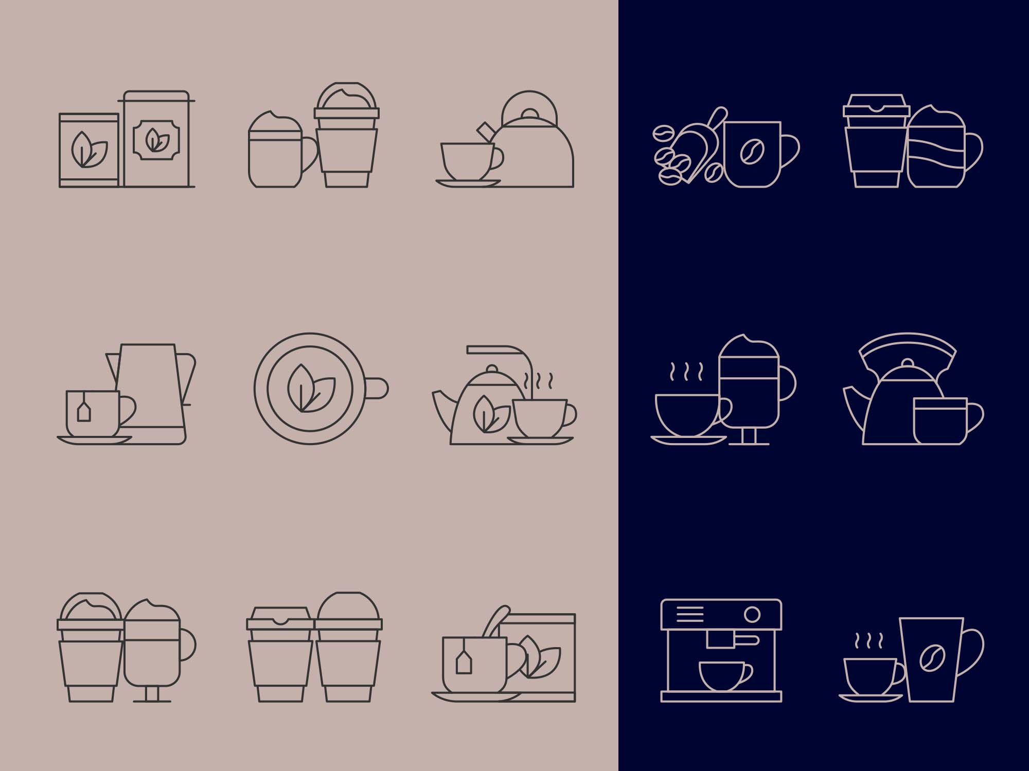 Coffee Tea Iconos vectores