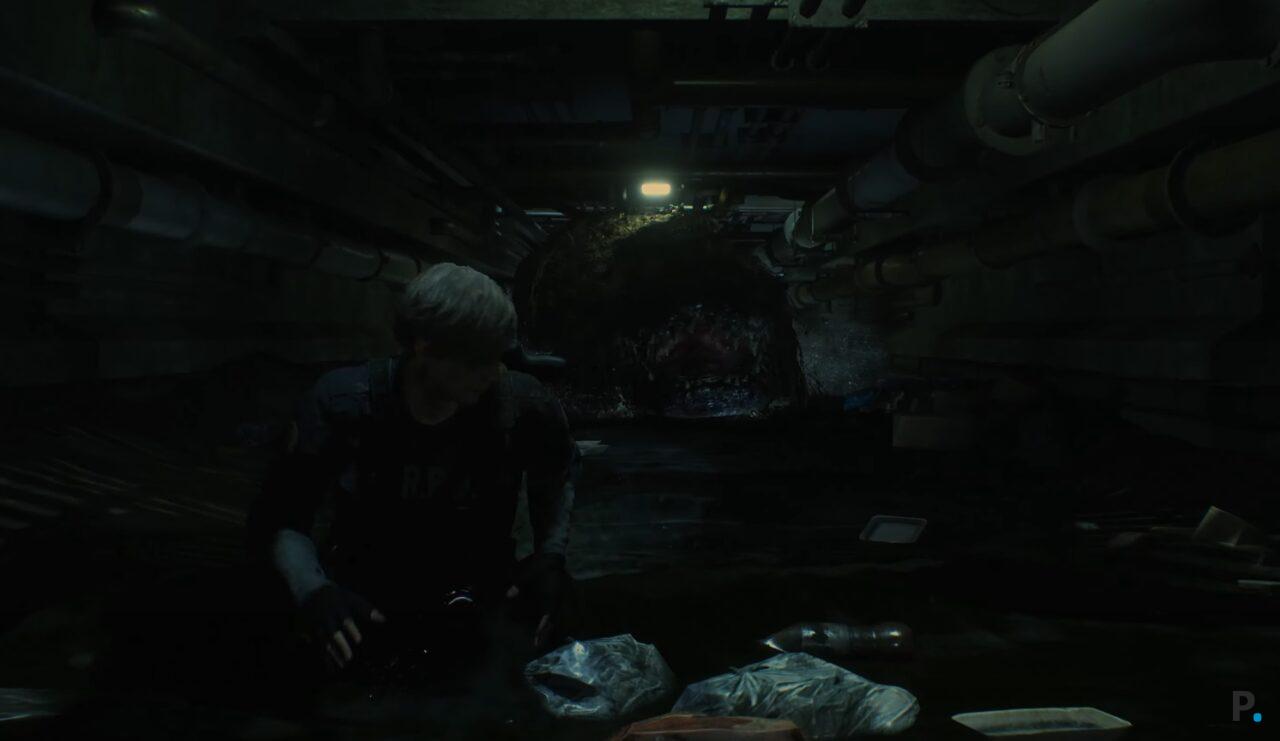 Resident Evil 2 Remake caiman alcantarillas